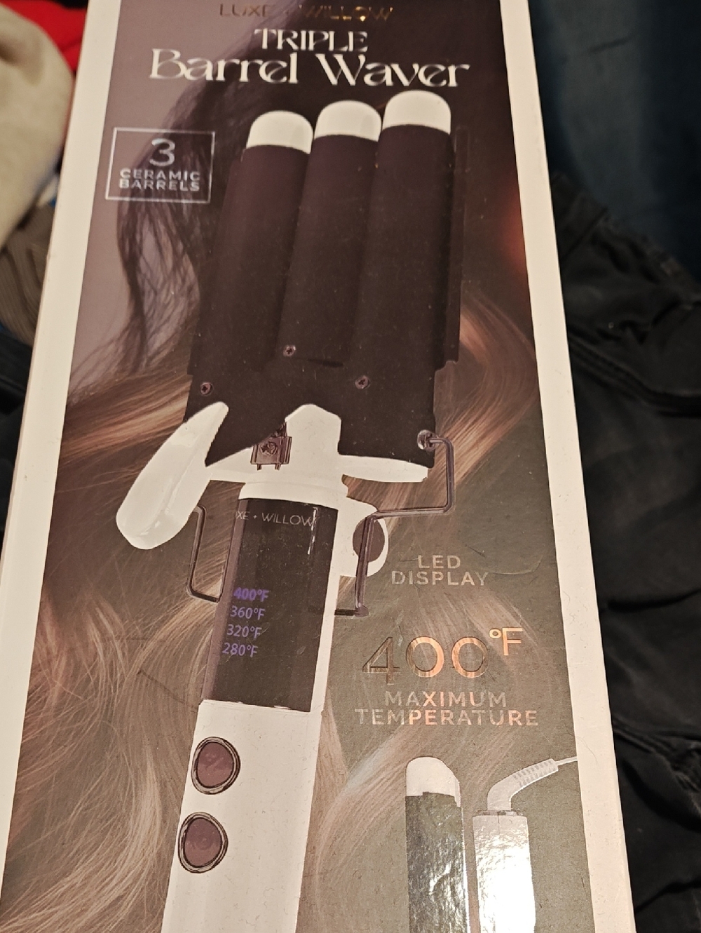 Willow Triple Barrel Waver - White and Black Ceramic Hair Waver